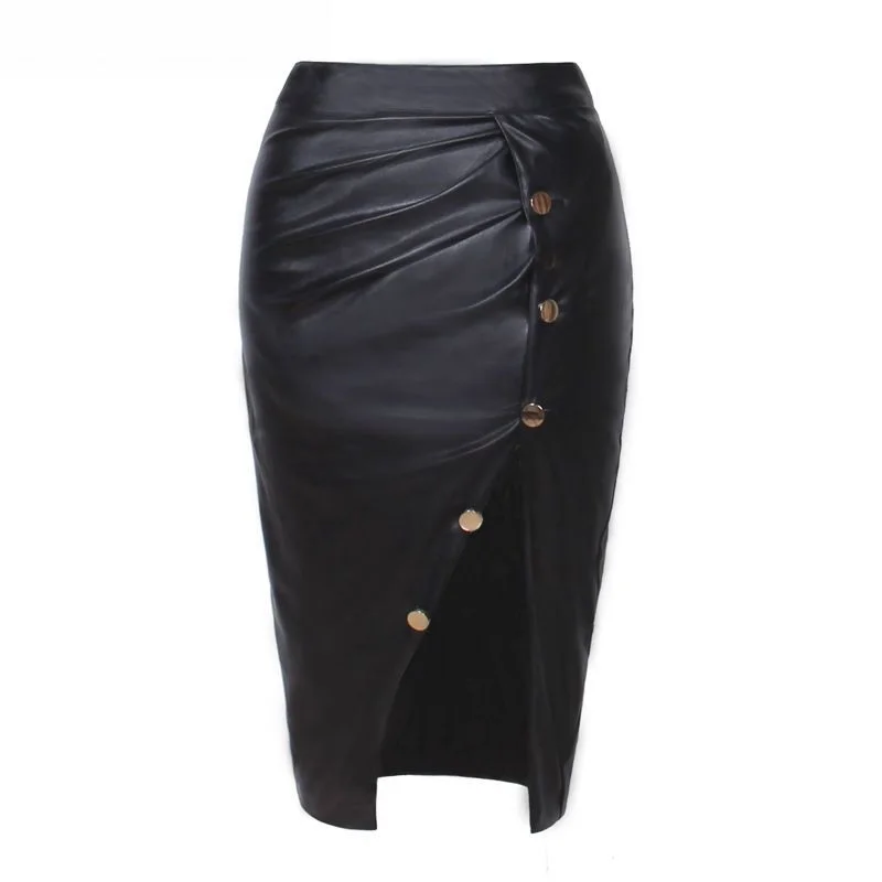 HOT Green Bright Leather Skirt New Ladies Knee Length Evening Party ...
