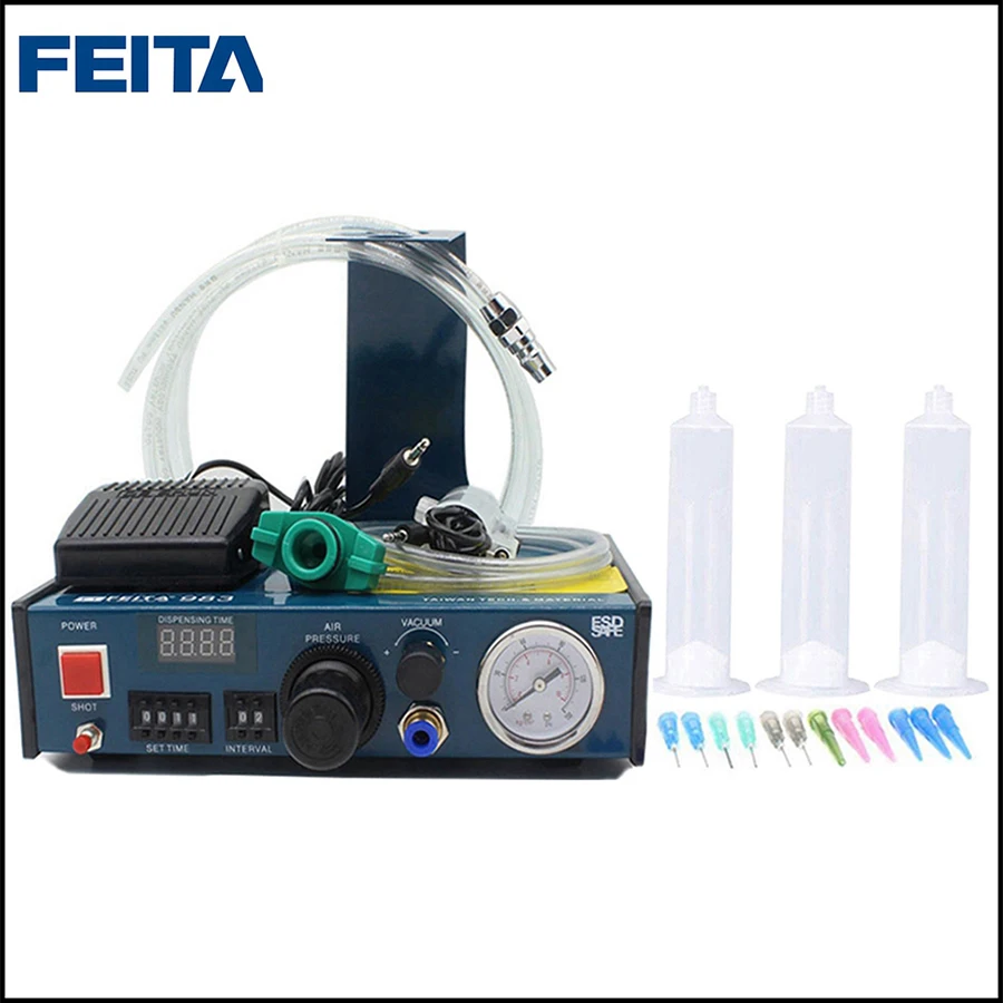 

FEITA FT-983 Auto Dispensing Epoxy Dropper Liquid Glue Dispenser Doming Machine for Stickers and Label Maker