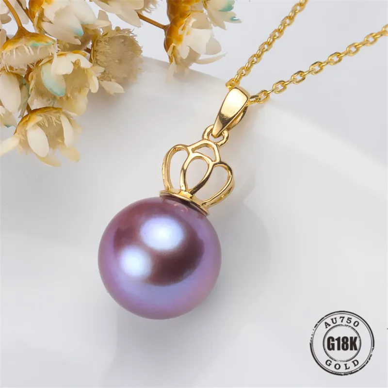 

DIY Pendant Jewelry Findings Blank Pendants Bracket AU750 G18K Yellow Gold Simple Bracket Natural Pearl Cap Accessories