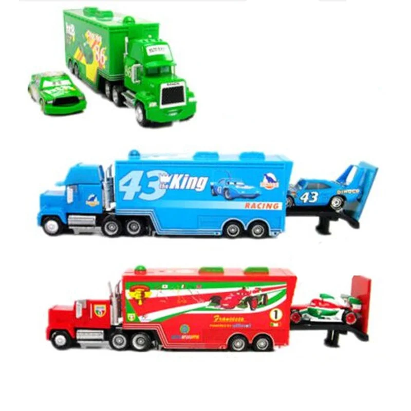 Lowest Price Pixar cars 2 # 95 43# 86# Mack truck Hauler + Diecast Meta small cars toys children xmas gift Lowest Price Pixar cars 2 # 95 43# 86# Mack truck Hauler + Diecast Meta small cars toys children xmas gift