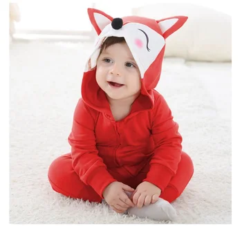 

Androktones 2018 New Baby Boys Girl Animal Red Fox Cute Baby Cartoon Spring Autumn Jumpsuits Windbreaker Kids Cosplay Costumes