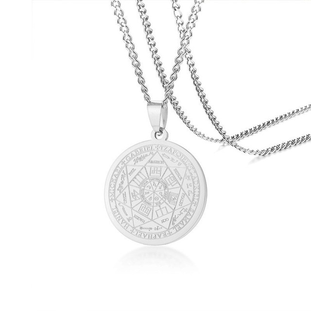 Archangels Seal Talisman Angel Jewelry Magic Pendant Occult Necklace Gabriel Zadkiel Samael Raphael Stainless Steel