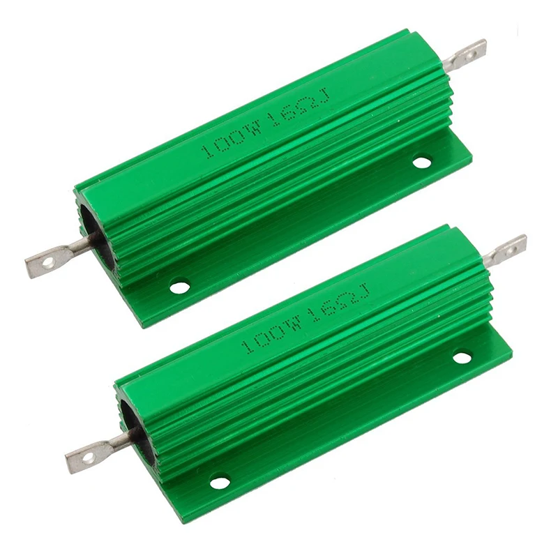 

2Pcs 100W 16 Ohm 5% Aluminum Shell Wire Wound Resistors Green