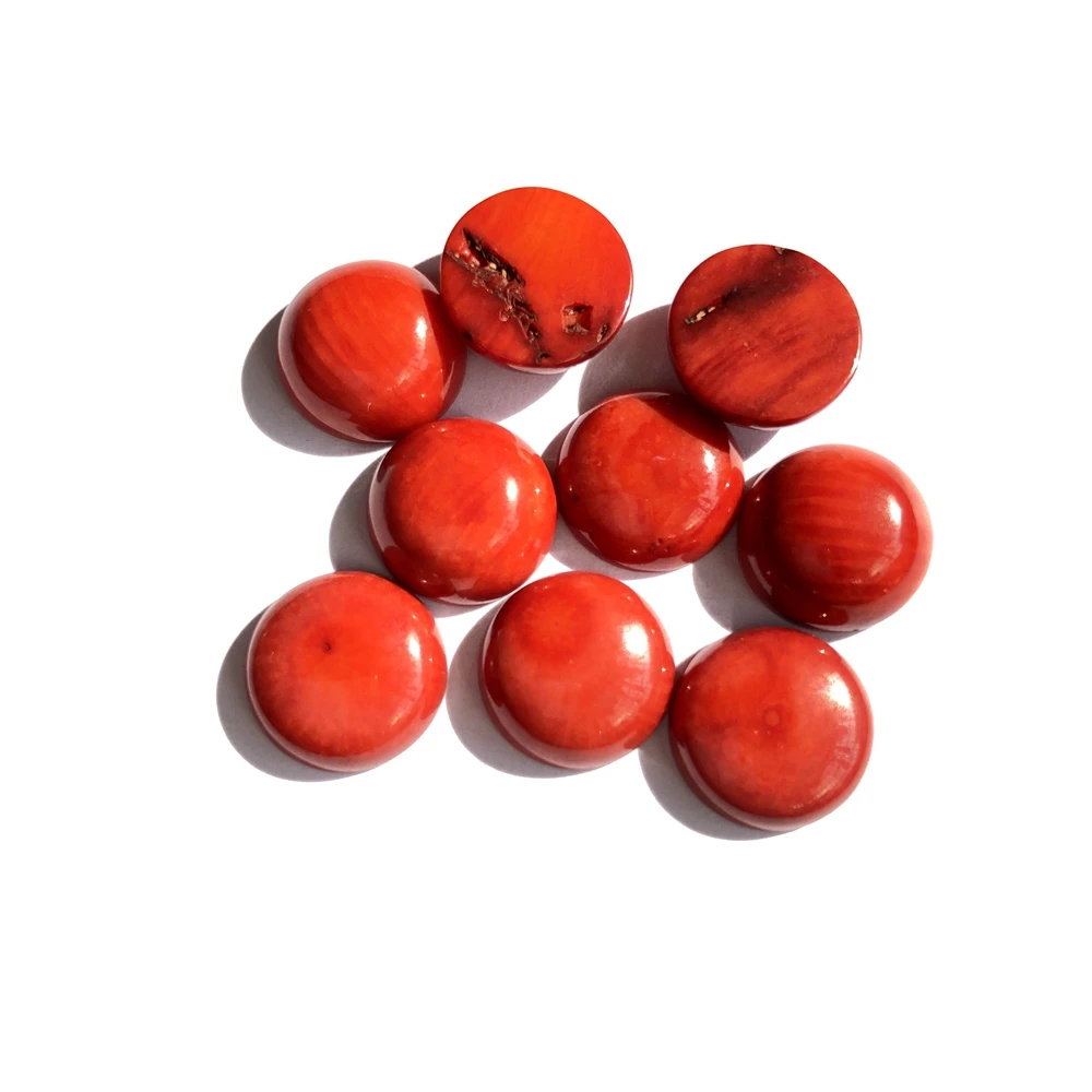 

Wholesale 5pcs/lot Natural Orange Red Coral Bead Cabochon Jewelry Ring Face 12mm Round Gem stone Beads Cabochon