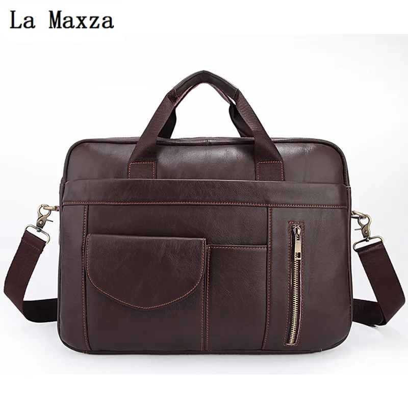 

Pure color business briefcase, Korean version, leather men's bag, casual men's satchel handbag, cowskin.