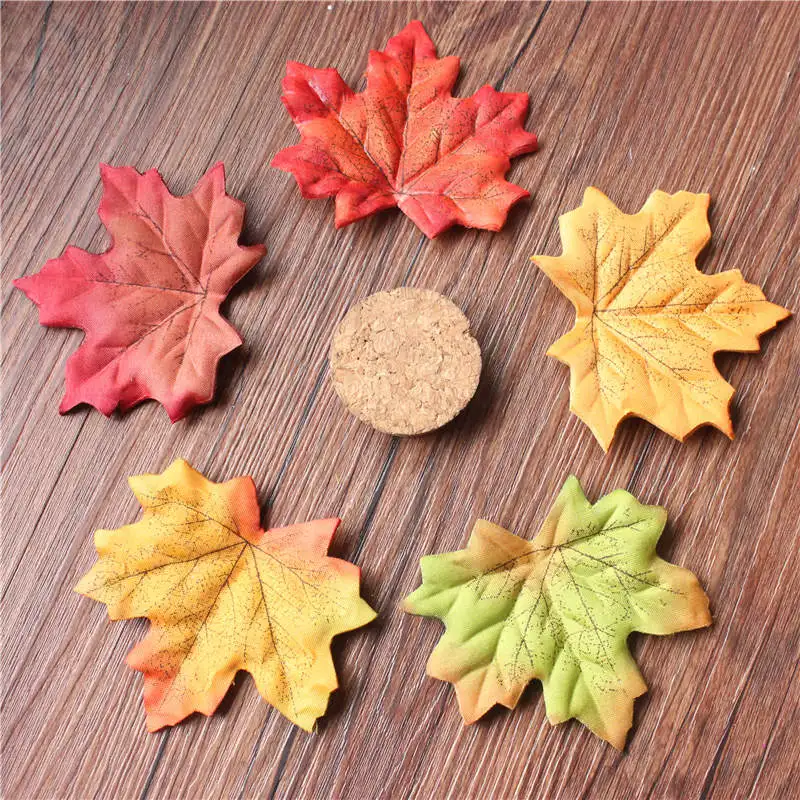 

50pcs width 8.5cm Artificial Silk Maple Leaves For Home Wedding Party Decoration Craft Multicolor Fall Vivid Fake Flower Leaf