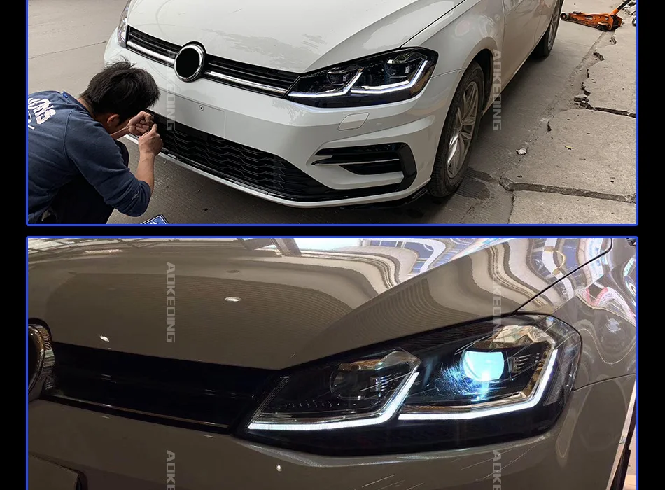 АКД автомобилей Стайлинг фар для VW Golk7 Golf 7 MK7 обновление до 7,5 фары светодиодные ходовые огни Би-ксенона луча противотуманных фар ангельские