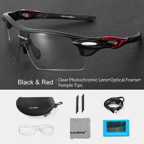 INBIKE фотохромные спортивные очки, ветрозащитные очки для велоспорта, MTB, дорожный велосипед, поляризационные солнцезащитные очки, очки для рыбалки, бега, велосипеда - Цвет: Red 1 Lens
