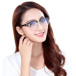 Классический Для женщин с плоскими стеклами и половинной рамкой близорукость памяти оптические очки, Для мужчин по рецепту очки для