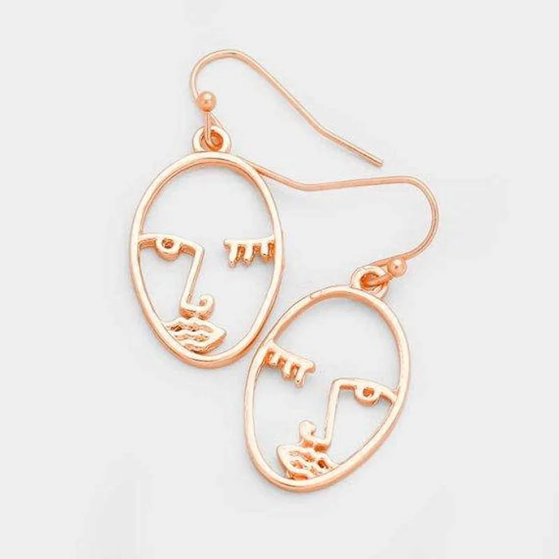 

Cosstore Funky Style Abstract Rose Gold/Gold/Silver Filled Face Dangle Earrings Girls Charming Earrings For Women 2017 Bijoux