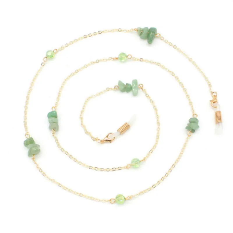 Новинка, натуральные маленькие стеклянные цепочки es в форме раковины, женские солнцезащитные очки es, шнурок, ожерелье, очки с цепочкой, держатель шнура для стекла для чтения - Цвет: Зеленый
