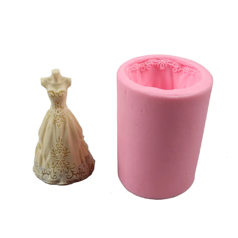 3D Wedding Dress Model Silicone Mold Handmade Soap Candle Molds DIY Fondant Cake Decor Chocolate