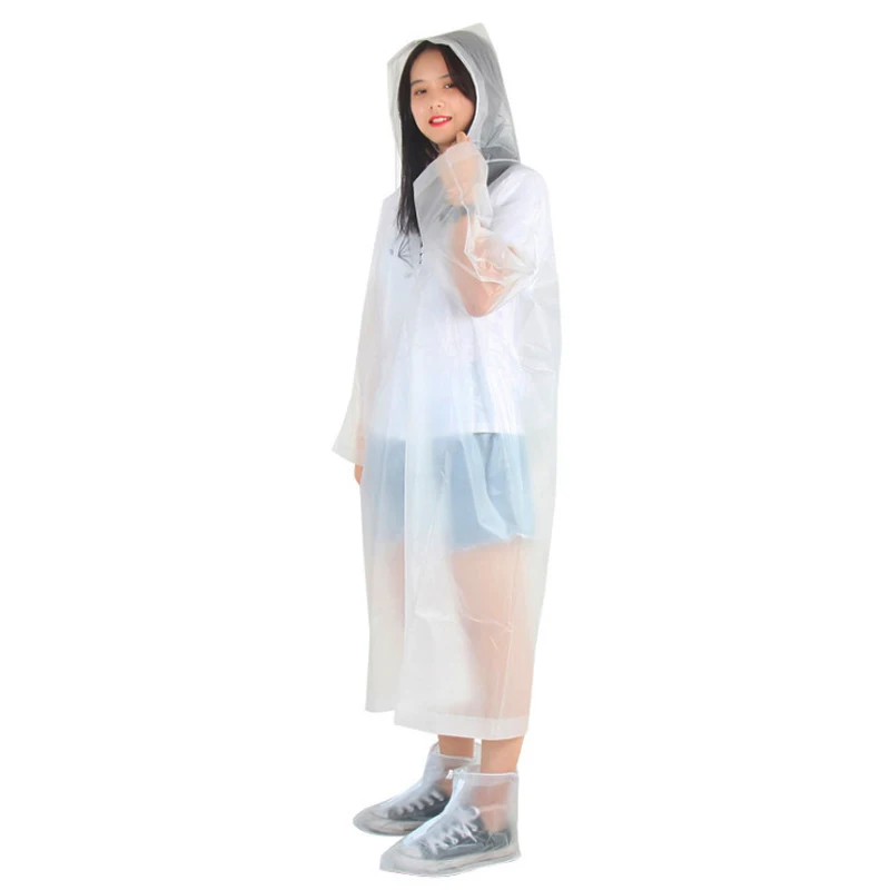 

Fashion Transparent Raincoat Women Men Unisex EVA Outdoor Travel Rain wear Waterproof Camping Hooded Plastic Ponchos Rain Cover