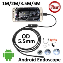 5.5mm Len Android USB Endoscope Camera 5M 3.5M 2M 1M IP67 Waterproof Snake Tube Inspection Android OTG USB Borescope Camera 6LED