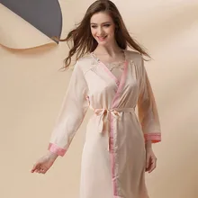 Элегантное Шелковое ночное платье и халат для женщин, однотонный атлас, халат и спагетти на бретельках, ночная рубашка, платье мини, комплект из 2 предметов