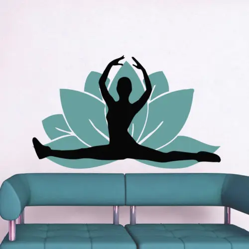 

Free mail 2 pcs/set Lotus Flower Yoga Wall Sticker Home Decor Buddha Ganesha Indian Wall Decal DIIY Mural Art