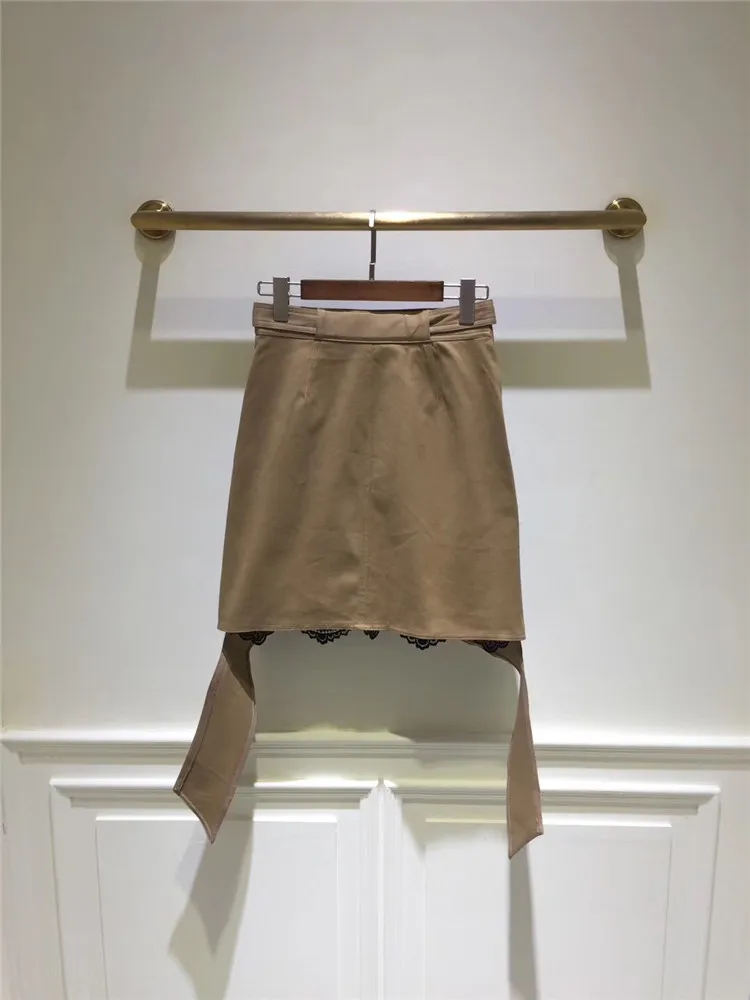 Spring Skirts FOMOLAYIME новые юбки Весенняя мода кружевной лоскут АСИММЕТРИЧЕСКИЙ юбка для женщин - Цвет: Spring Skirts