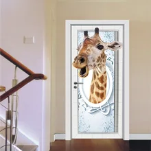 Unicorn White Horses Deer Dolphin Giraffe Tiger Elephant Lion Cute Funny 3D Animals Mural Art Wallpaper Wall Door Stickers