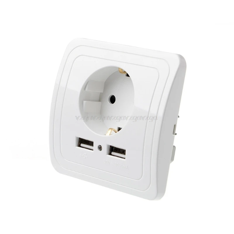 

Dual USB Port 5V 2A Electric Wall Charger Adapter EU Plug Socket Switch Power Charging Outlet N16 dropship