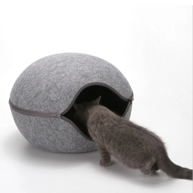 

Mini warm soft pet sleeping bag kennel bed nest egg-shaped comfort felt cat bed pet house bed comfortable cave pet basket solid
