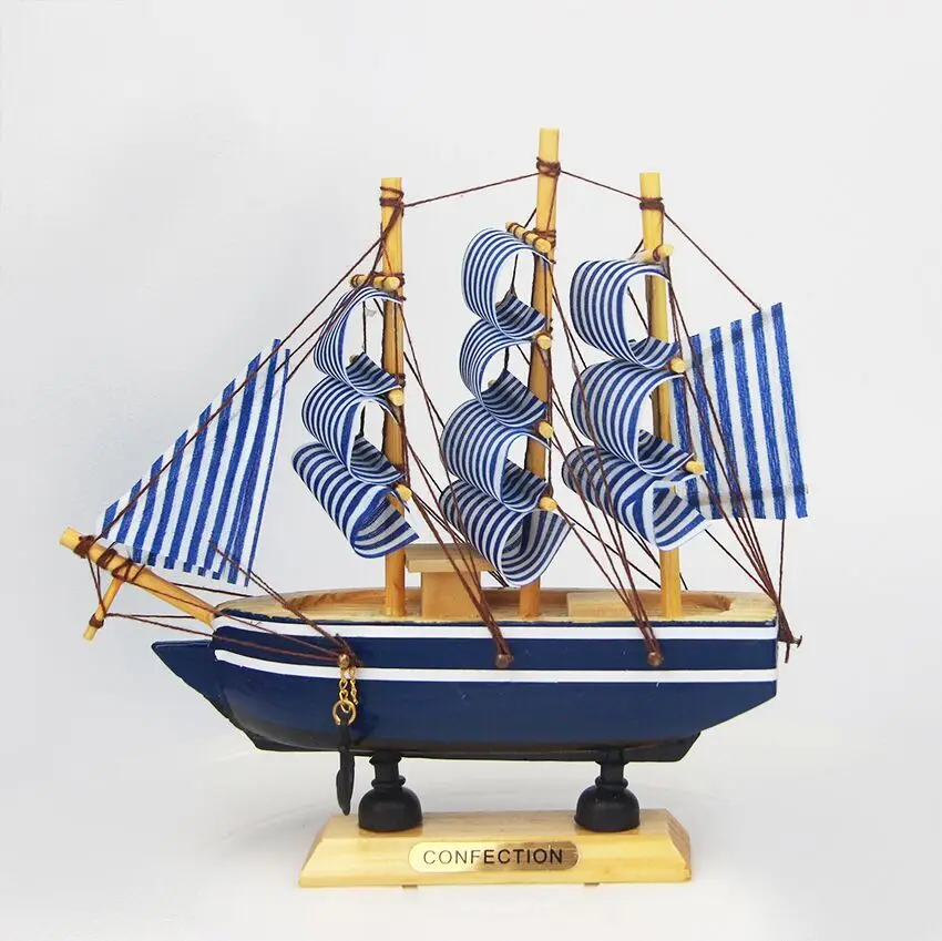 

New!Mediterranean Style 20cm Wooden Sailing Ship Handmade Carved Model Boat Home Nautical Decoration Crafts Gift