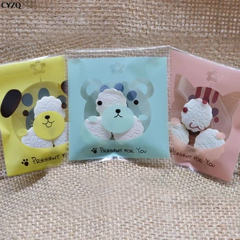 

100pcs/lot 7X7cm OPP Cute Small Bear Plastic Pack Candy Cookie Packaging Bags Cupcake Wrapper Self Adhesive Gift Bag