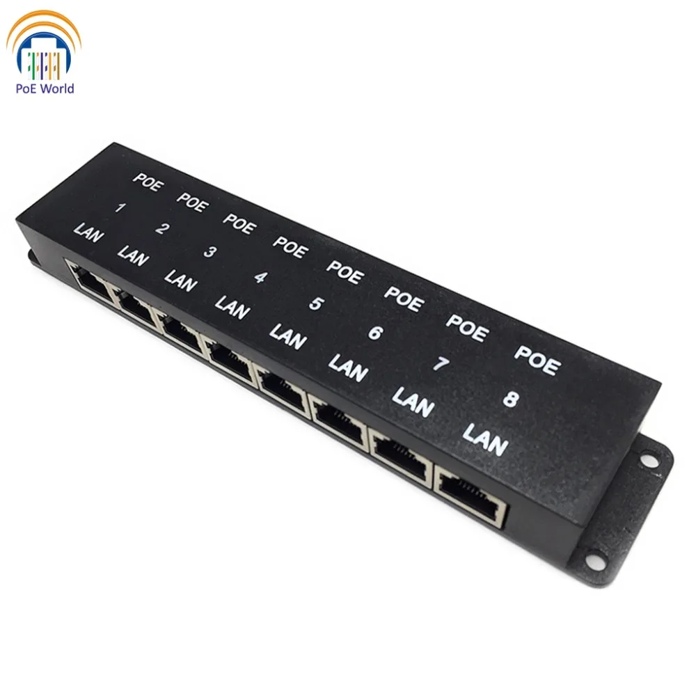 8-портовая наборная панель POE Fast Ethernet пассивный инжектор для 8 ip-камер VOIP 802.3af устройств, в комплекте 48V60W блок питания