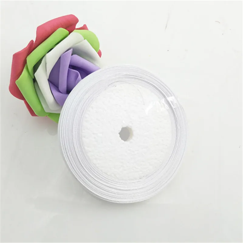 25 ярдов/рулон 6 мм Ширина красочные шелковые атласные ленты Свадебная вечеринка украшения подарок ремесло тканевая лента для шитья ткань ленты DIY - Цвет: CD-8 white