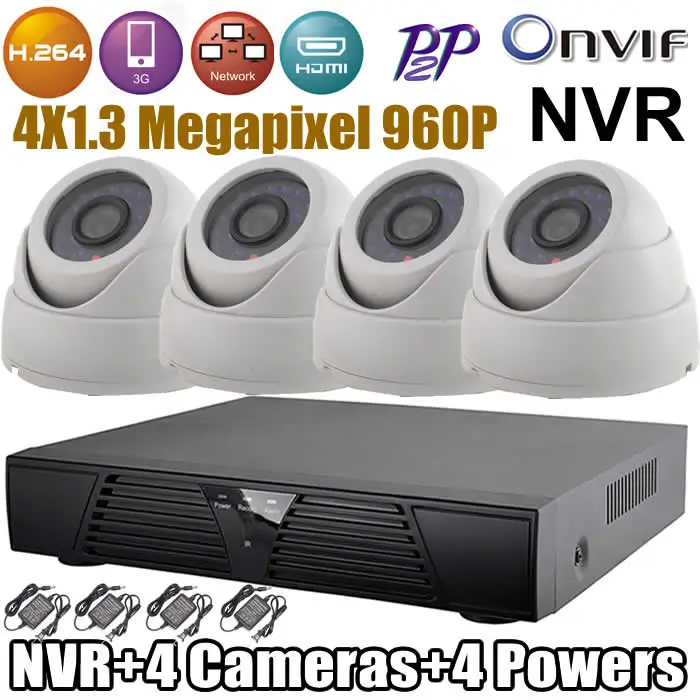 

CCTV system 24Pcs IR Leds Night Vision webcamera 960P Surveillance Security 4CH NVR System Kit,HDMI ONVIF Free shipping