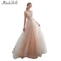 Modabelle 2018 see through блесток шампанское лук пояс vestido de noiva princesa Свадебные платья без спинки Новое поступление