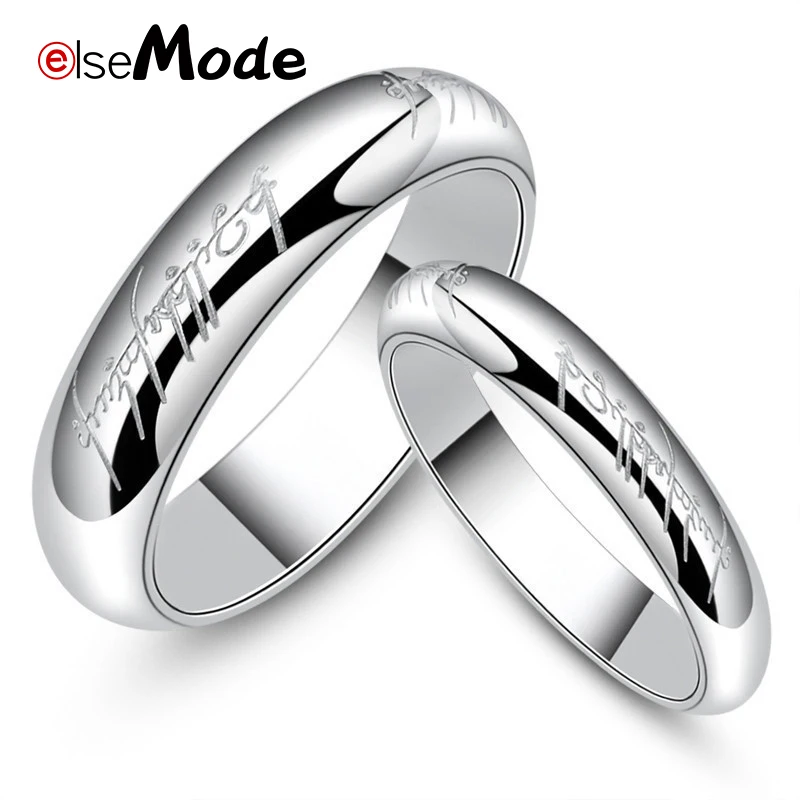 

ELSEMODE 4mm 2018 New Stainless Steel One Ring of Power the Lord of One Ring Lovers Women Men Fashion Jewelry Wholesale