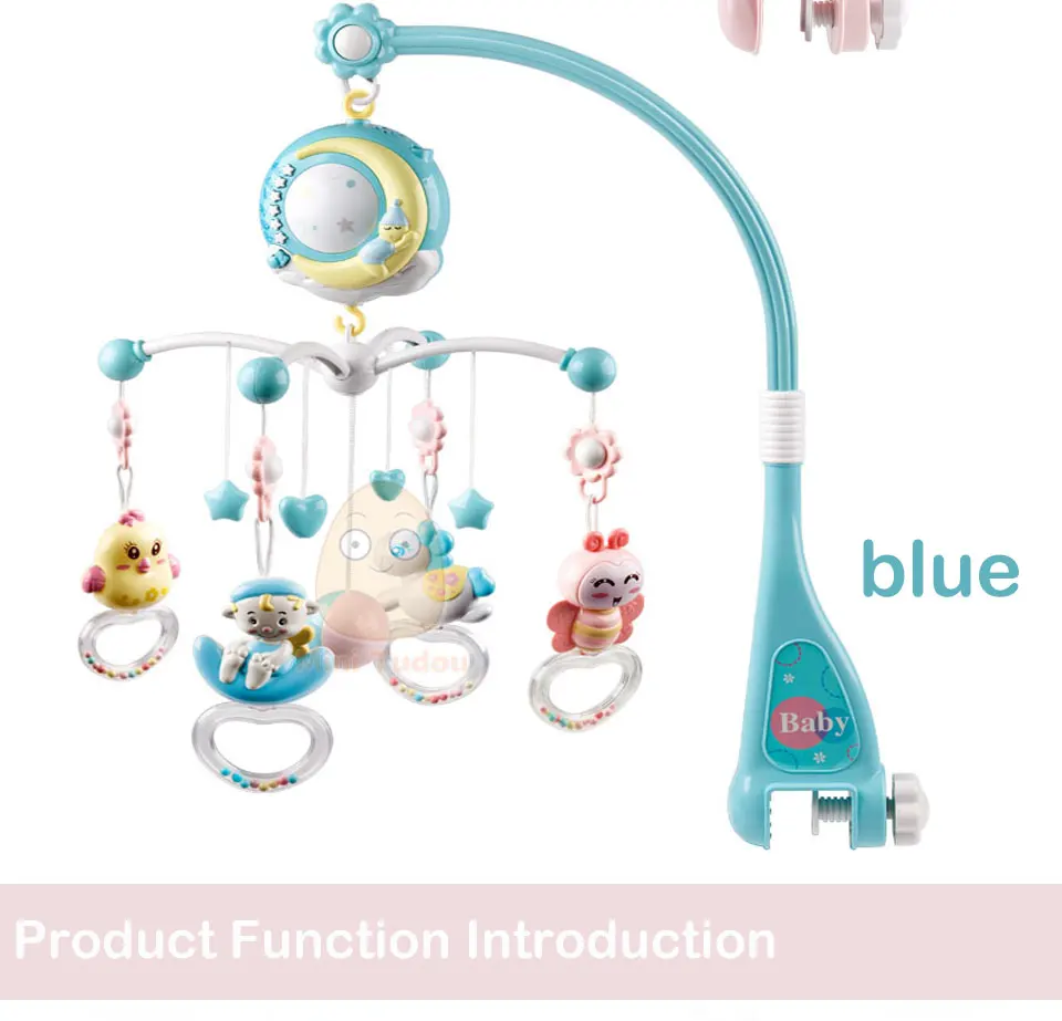 Blueyouth Musical Baby Crib Mobile Toy Infant Bedbell Rattle Toy Rotating Bedside Bell Baby Comfort Cloth Toy Musical Baby Crib Mobile Toy 49x35x42cm 
