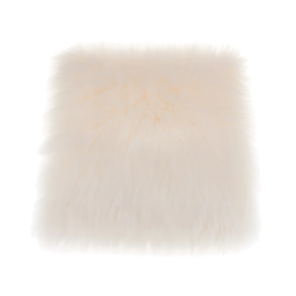 Pack 2 Faux Sheepskin Seat Cushion Bedroom Floor Mat Office Car Seat Sofa Chair Pad Mat Tatami 40cmx40cm -White