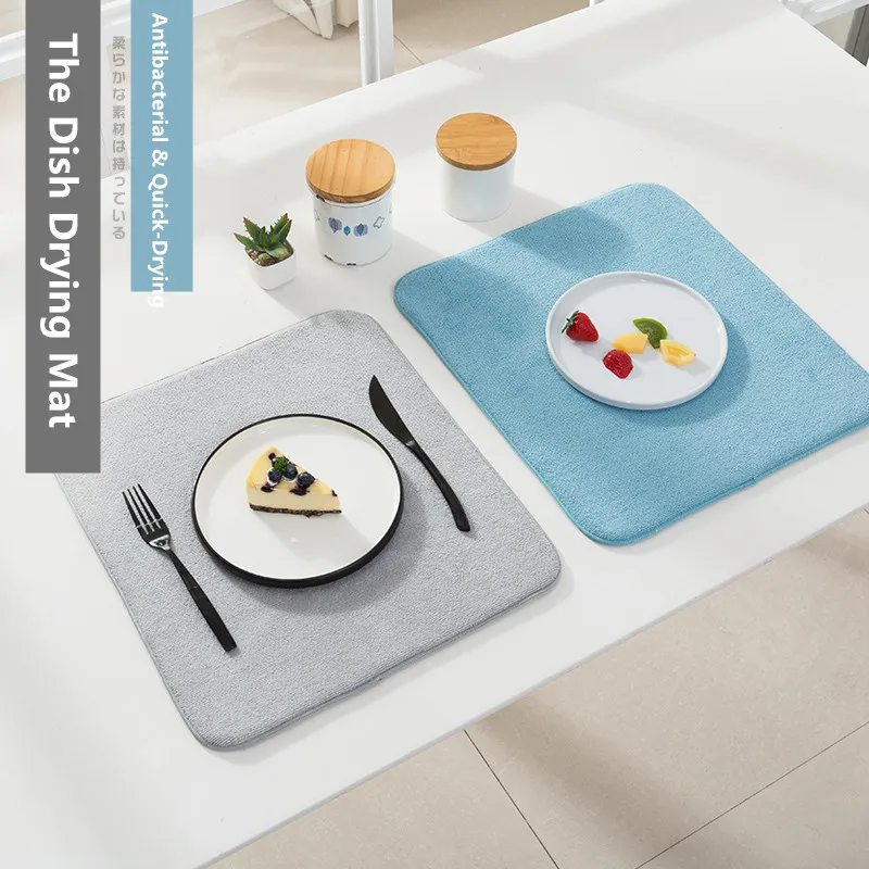 

High Quality Dish Drying Mat high absorbent tableware draining Cushion pad thick microfiber table mat kitchen mat USA 46*40cm