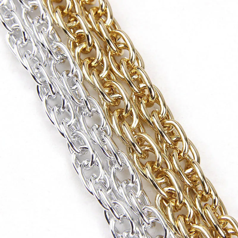 

1Meter Aluminum Necklace Chain For DIY Jewelry Making Double Curb Bulk Chain Rustless Gold/Silver Plated Metal Bracelet Finding