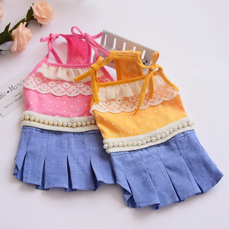 

New Summer Jean Dress Lace Pet Dog Clothes Tutu Dress Skirt Cat Puppy Apparel 2 Colour