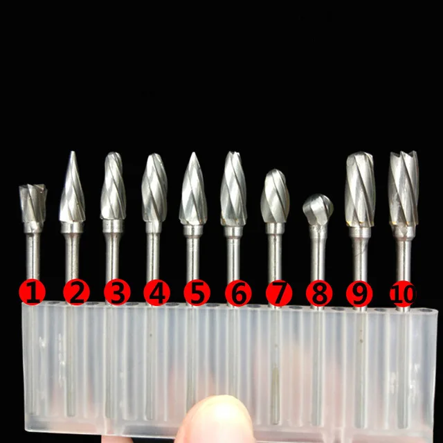 

10pcs 3*6mm Tungsten Carbide 8 Flutes Rotary Burrs Point File Cutter Drill Bit