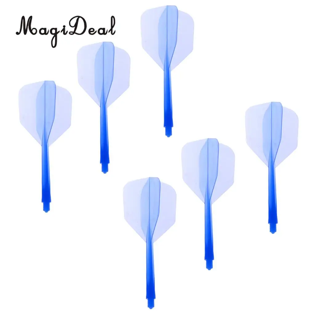 MagiDeal High Quality 12x Transparent 2BA Thread Dart Shafts & Dart Flights Connection Red & Blue
