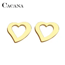 Каканы, серьги-гвоздики из нержавеющей стали для женщин и мужчин, Askew сердце золотистого и серебристого цвета, ювелирные изделия для влюбленных на помолвку, Прямая поставка