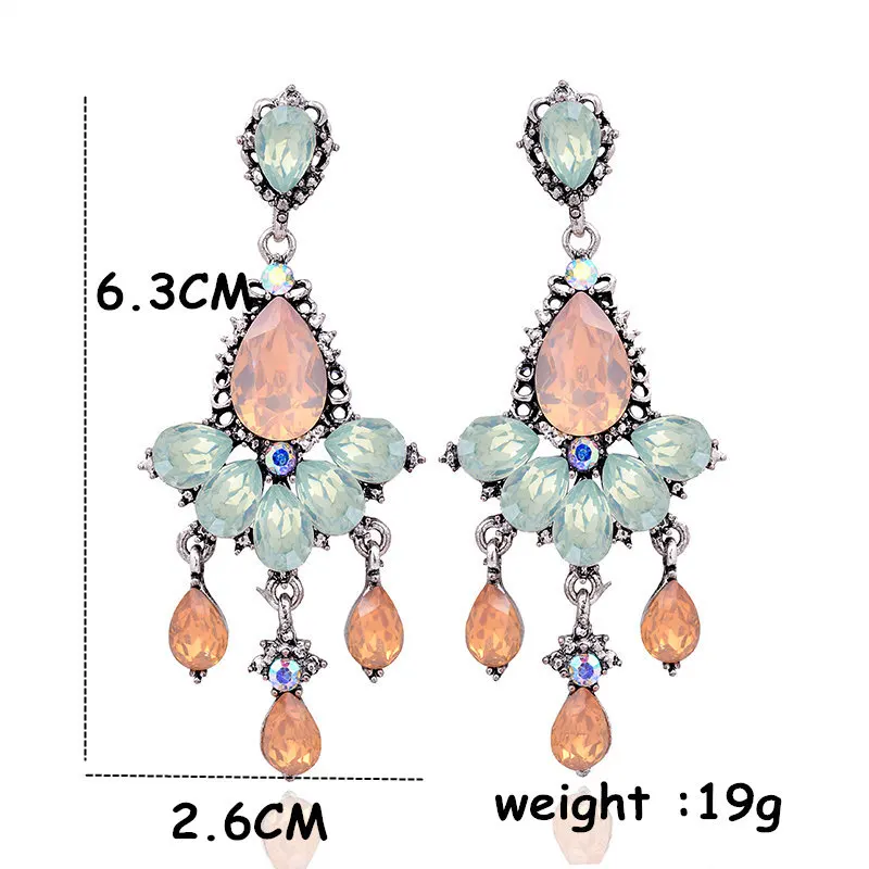 6 colors Women's fashion earrings New arrival brand sweet metal with gems drop crystal earring for women girls free shipping (9)