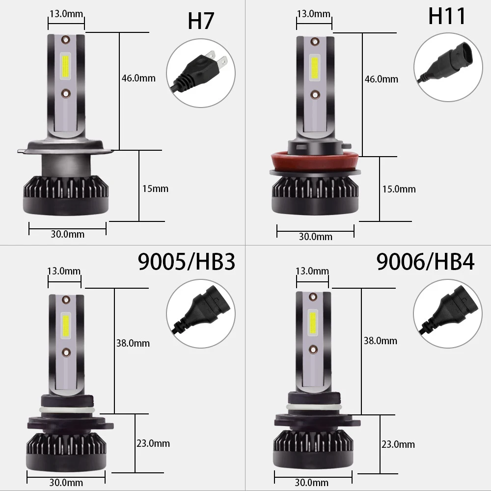 Zdatt 1 шт. мини H4 H7 H1 светодиодный H8 H9 H11 9005 HB3 9006 HB4 светодиодный автомобильный светильник головной светильник лампы Авто 12V 4000LM 30 Вт светодиодный лампы для автомобилей