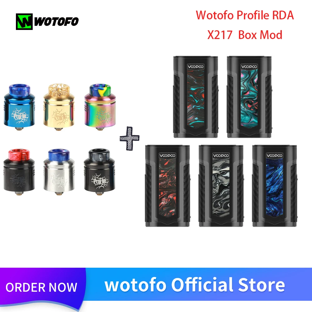 

2019 Original Wotofo Profile RDA Electronics Cigarette Vape Tank With X217 Mod Box Mod fit 18650 20650 20700 21700 Battery