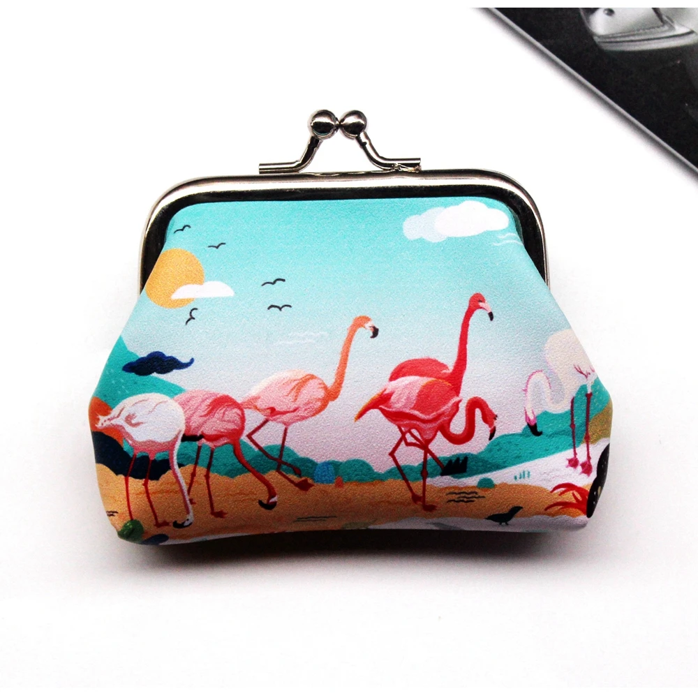 Flamingo 1 Винтажные женские кошельки с принтом для монет, Женский кошелек на застежке, женский клатч, Женский мини кошелек, сумка для денег, искусственная кожа, Carteira/5 - Цвет: Flamingo 1