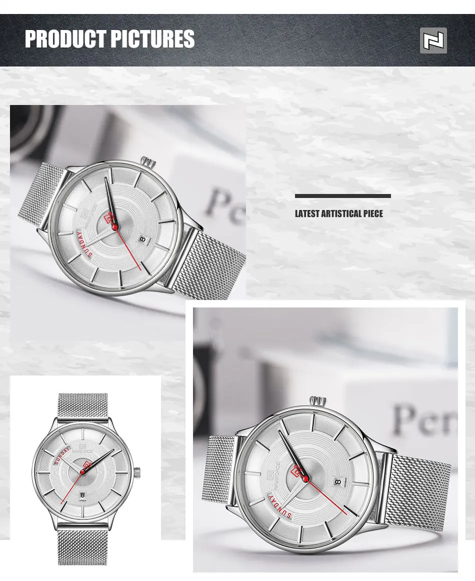 NAVIFORCE Топ люксовый бренд часы мужские модные стальные сетчатые Кварцевые спортивные часы мужские повседневные деловые наручные часы Relogio Masculino