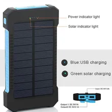 

Solar Power Bank Waterproof 20000mAh Solar Charger 2 USB Ports External Charger Powerbank for Xiaomi Smartphone with LED Light
