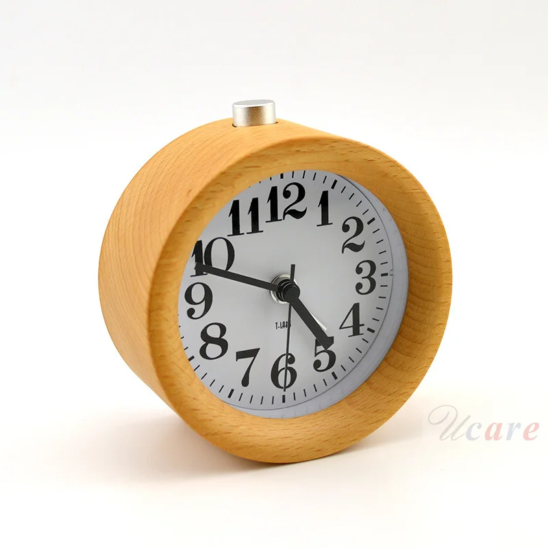 2015 Brand Retro Round 3DTime Backwards Wood Desk Clocks Vintage Alarm Clocks Electronic Wooden