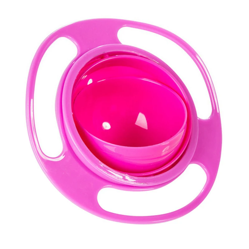Детское питание блюдо Симпатичные Кормление Гироскопическая чаша для кормления Универсальный 360 Поворот влагозащищенная маленьких кормушка обеденная миска - Цвет: rose red