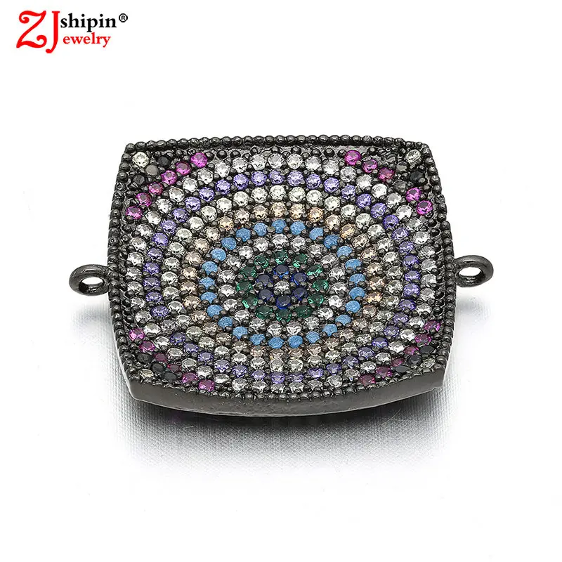 

ZJSHIPIN fashion square color micro-inlaid zircon CZ jewelry accessories connector suitable for DIY jewelry discovery production
