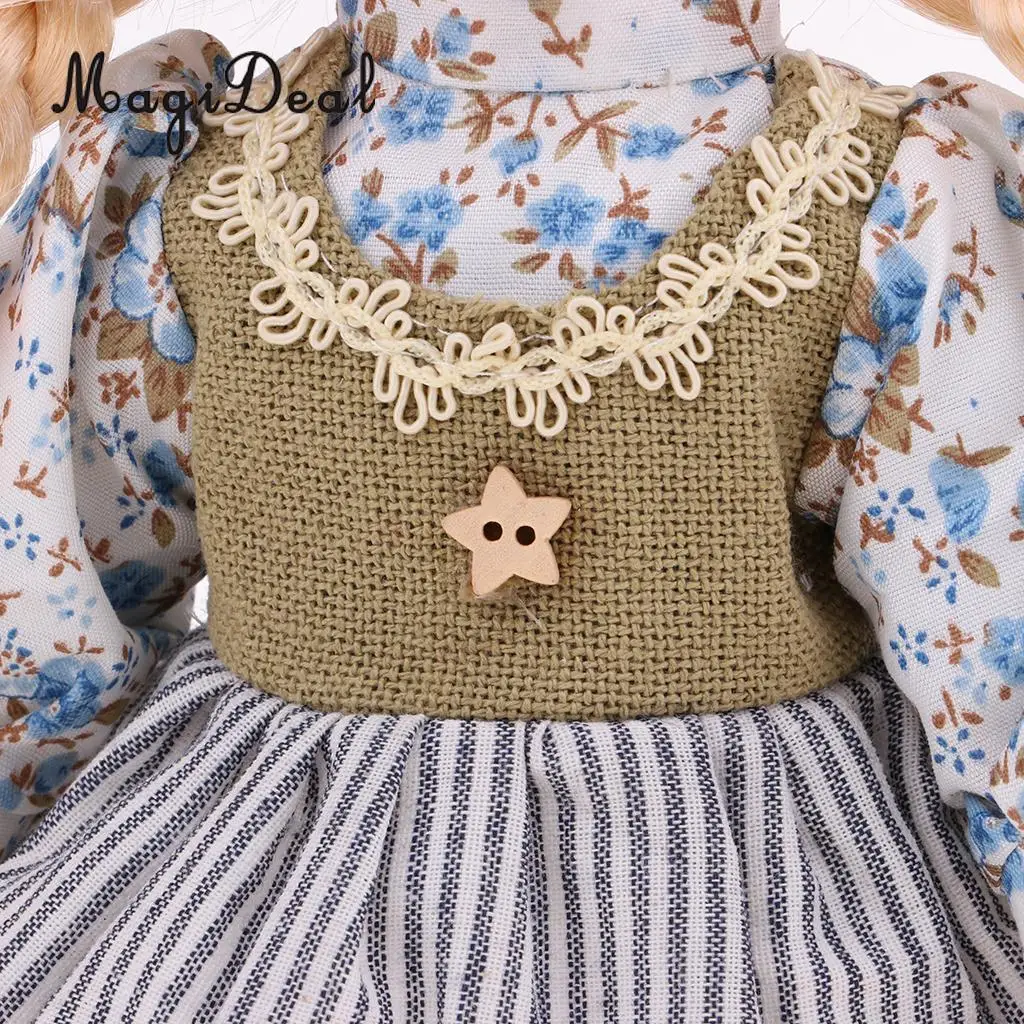 30cm Cute Porcelain Girl Doll People Figure with Green Clothes Set Decor Gift