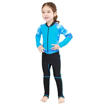 

Kids Swimwear Boys Girls Wetsuits Patchwork Hooded Long Sleeve Swimsuits One-piece Sunscreen Child Diving Suits